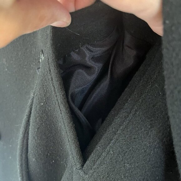Vintage J Percy Womens Merino Wool Pea Coat Classic Black Size 8 Nautical Anchor - Picture 9 of 11